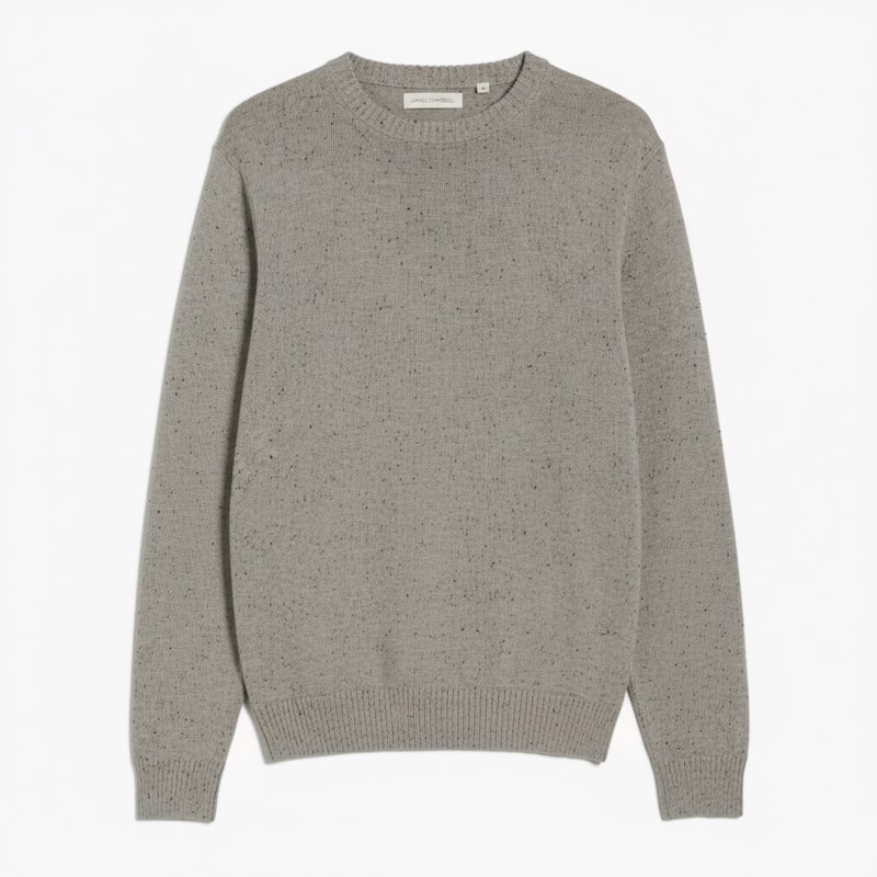 James Campbell Men's Donegal Sweater - Light Grey - M