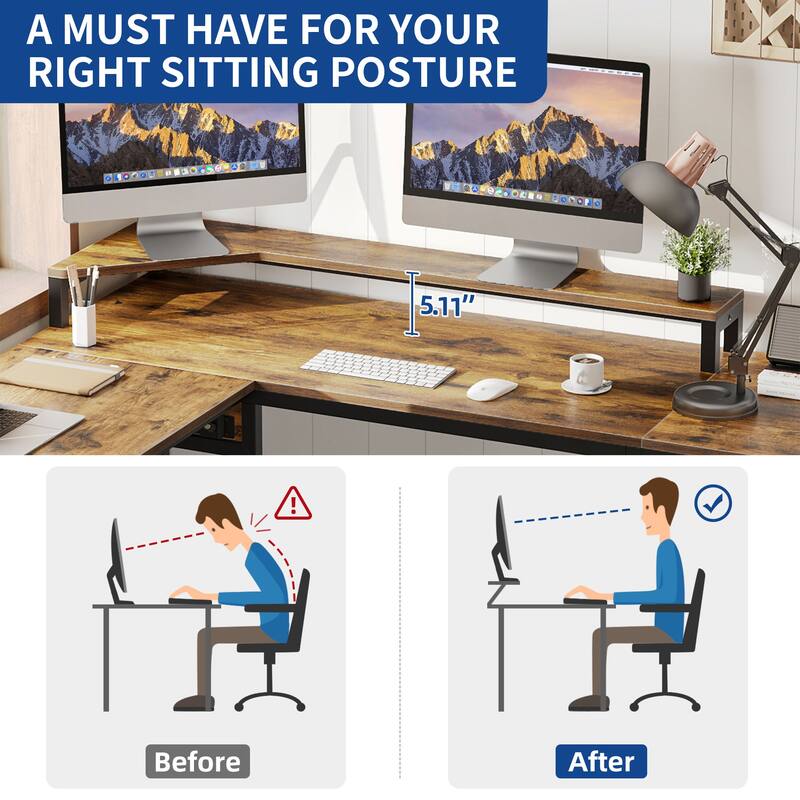 Moasis L Shaped Desk with Storage Shelves, Home Office Corner Desk with Charge Station