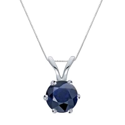 Auriya 14k Gold Blue Sapphire Solitaire Necklace 3/4ctw 6-Prong