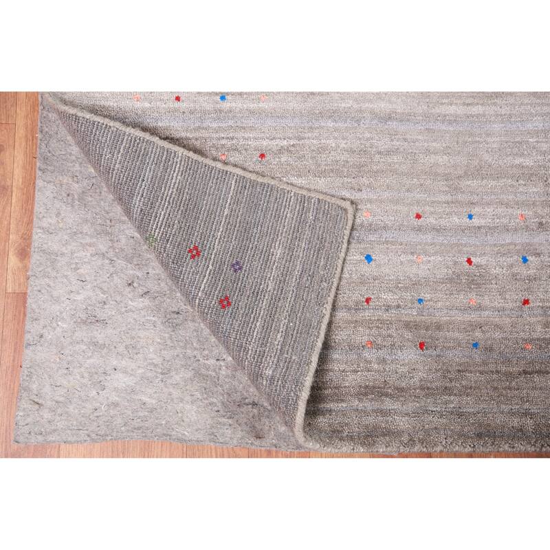 Striped Gabbeh Indian Area Rug Handmade Tribal Wool Carpet - 8'10" x 11'6"