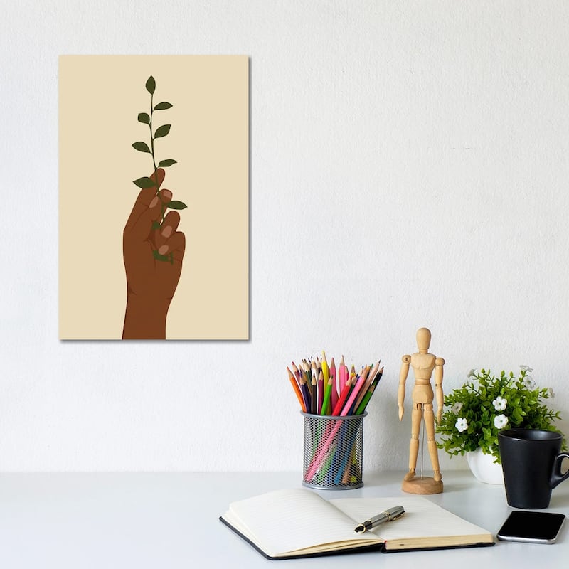 iCanvas "Hand Holding Plant Art" by Tysee Ciage Canvas Print - 12x8x0.75