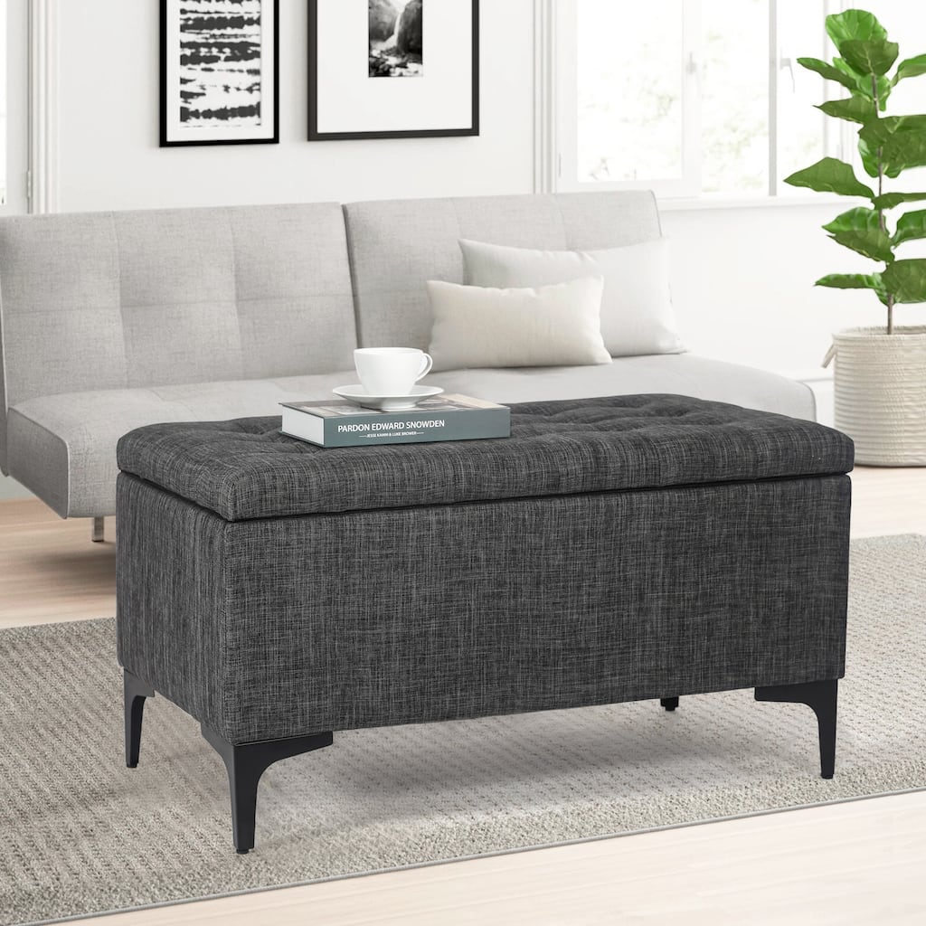 Adeco 31.5" Storage Ottoman Bench with Metal Legs