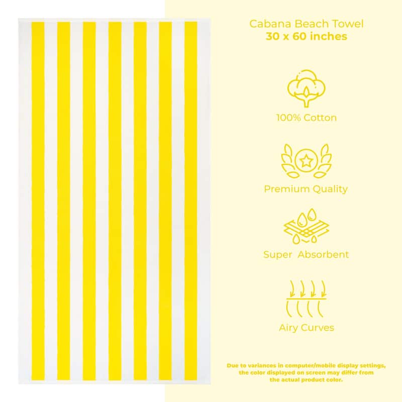 American Soft Linen,100% Cotton 4 Pack Beach Towels, 30 x 60 Cabana Striped Pool Towels