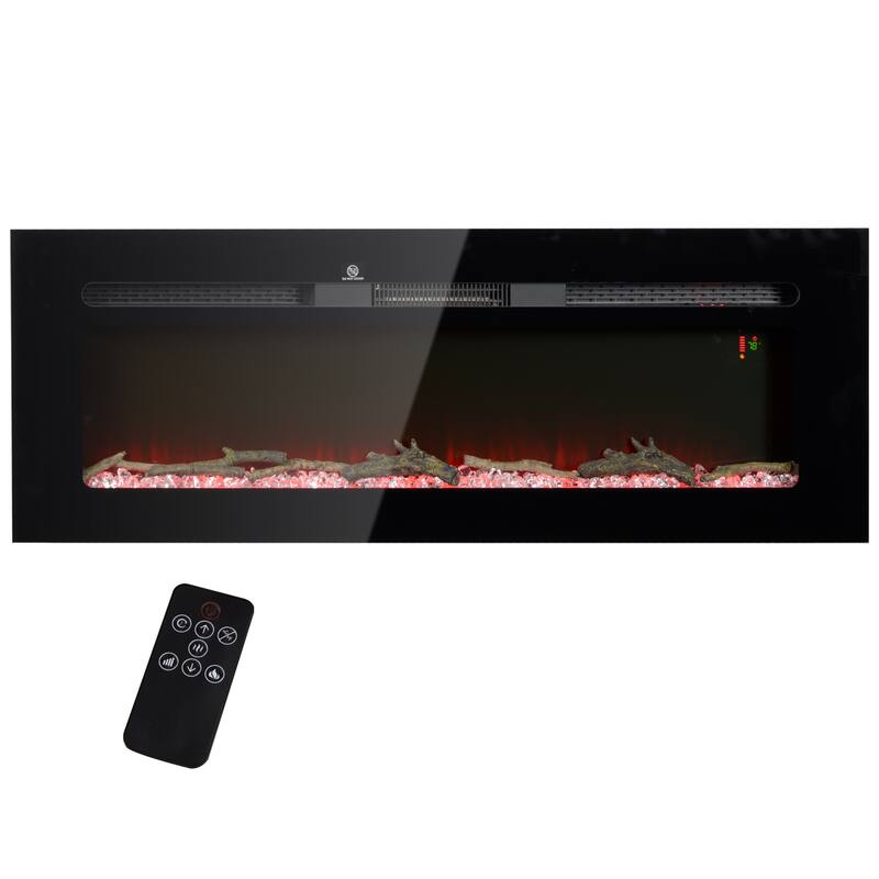 HOMCOM 36" Electric Fireplace Recessed and Wall Mounted with Remote Control, 1500W Fireplace Heater with 8H Timer