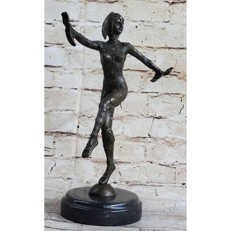 Chiparus Art Deco Bronze Dancer Figure Statue Sculpture 12 Inches X 9 Inches