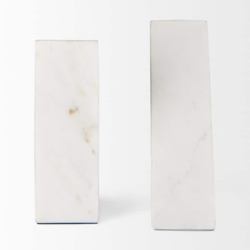 Alec White Marble Pyramid Bookends
