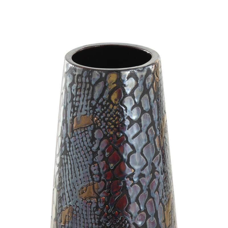 Ceramic Snakeskin Inspired Vase - Silver - Roche River Decor