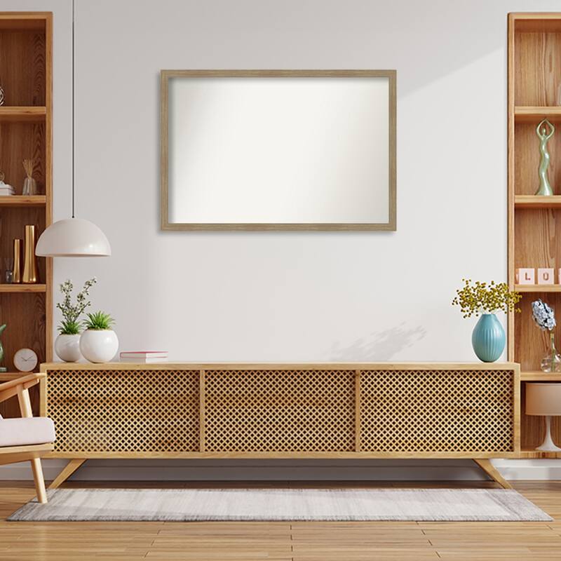 Woodgrain Stripe Non-Beveled Wood Framed Wall Mirror