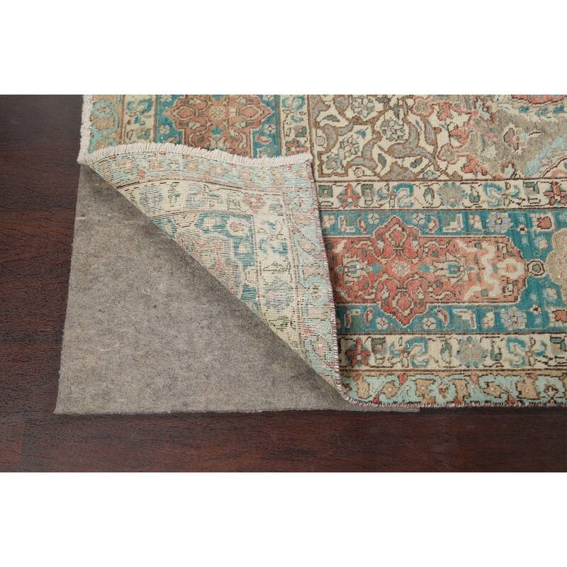 Distressed Floral Tabriz Persian Area Rug Hand-knotted Wool Carpet - 7'9" x 10'8"