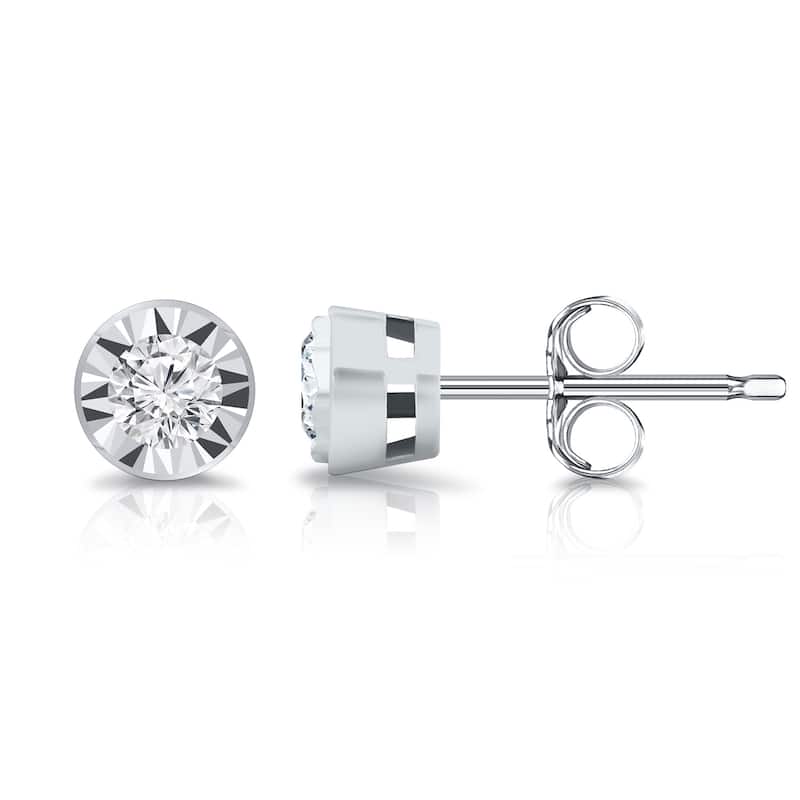 Auriya 14k Gold 3/8ctw Round Diamond Stud Earrings Bezel-set (G-H, I1-I2) - White