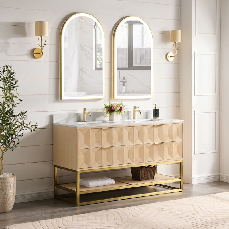 Milagro Bath Vanity with White Quartz Stone Top without Mirror