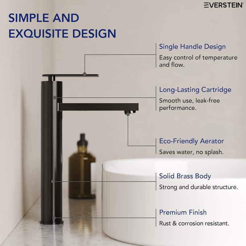 Modern Single-Hole Single-Handle Bathroom Faucet Vessel Sink Faucet