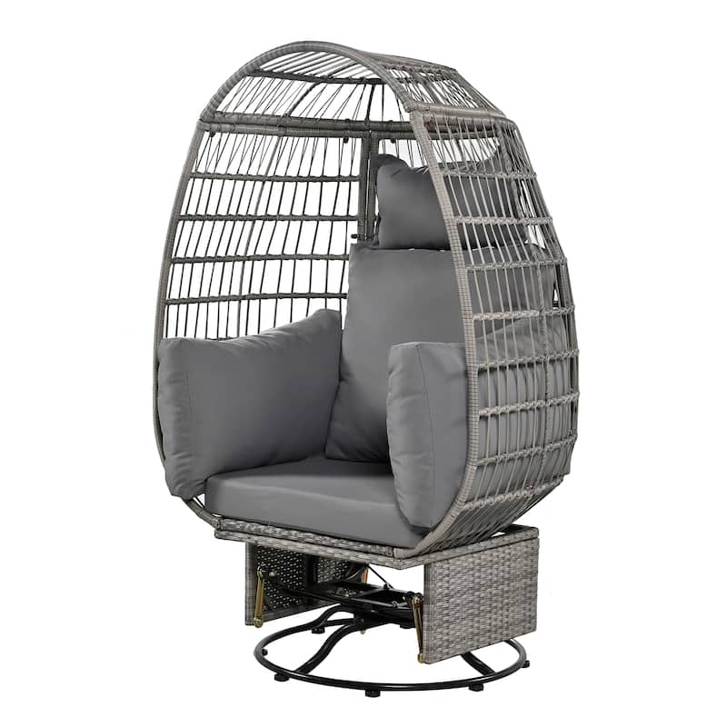 Nestfair Rattan Egg Patio Chair Swivel Chair with Rocking