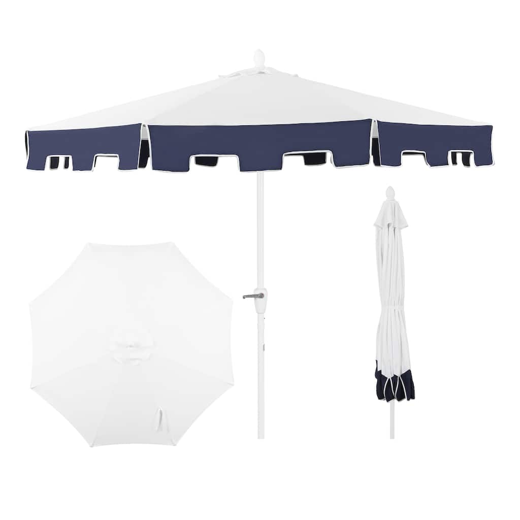 Collins 9 ft. Classic MidCentury Market Patio Umbrella with UV Protection, Auto-Tilt, Crank and Wind Vent, by JONATHAN Y