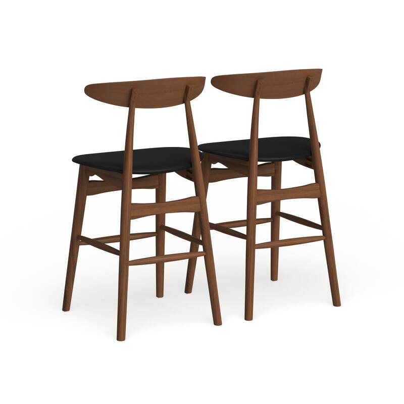 Carson Carrington Solna Mid-century Black Faux Leather Counter Stool (Set of 2)