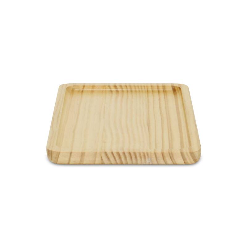 Kishen Ridge Rectangular Natural Wood Glossy Tray
