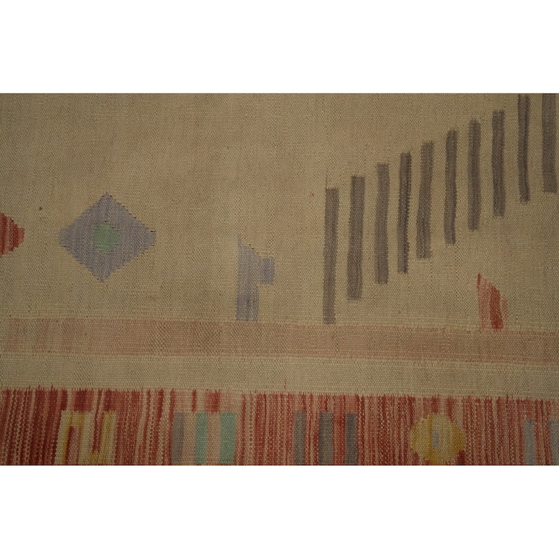 Hand Woven Oriental 100% Wool Carpet Southwestern Tribal Brown Kilim Area Rug - 8' 10'' X 6' 0''
