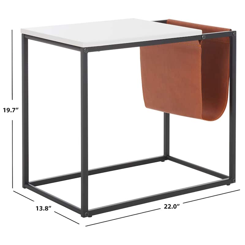 SAFAVIEH Eldora Side Table - 22" L x 14" W x 20" H - 22Wx14Dx20H - White/Black