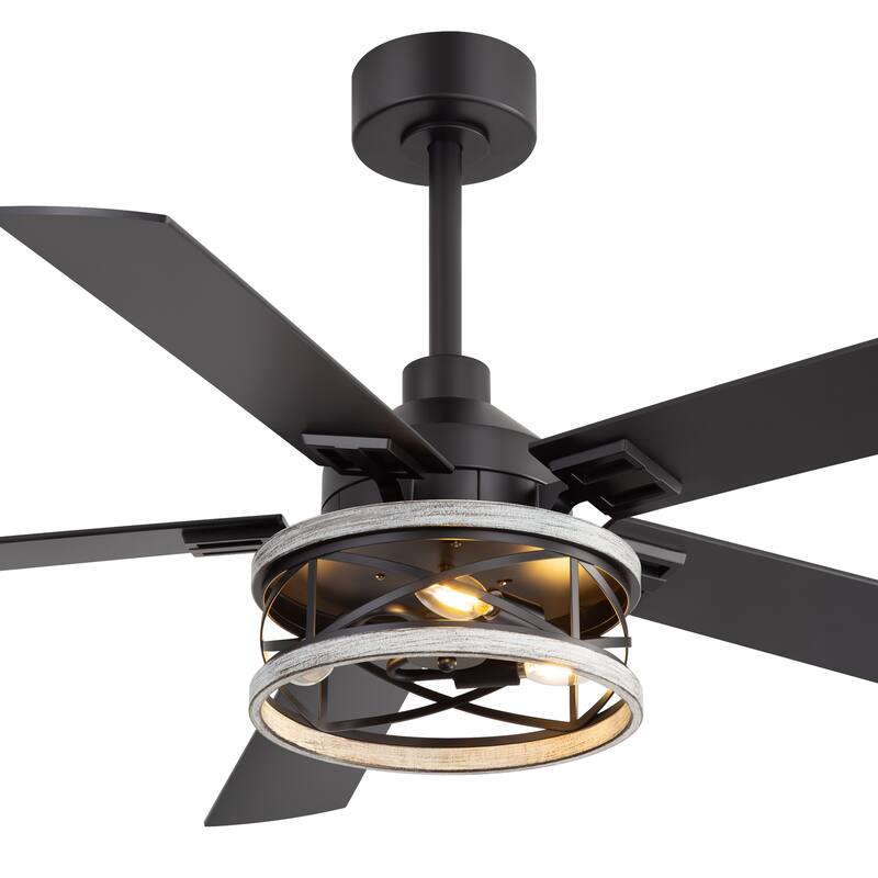 52-inch Reversible 5-Blade Caged Ceiling Fan with Remote and Light Kit