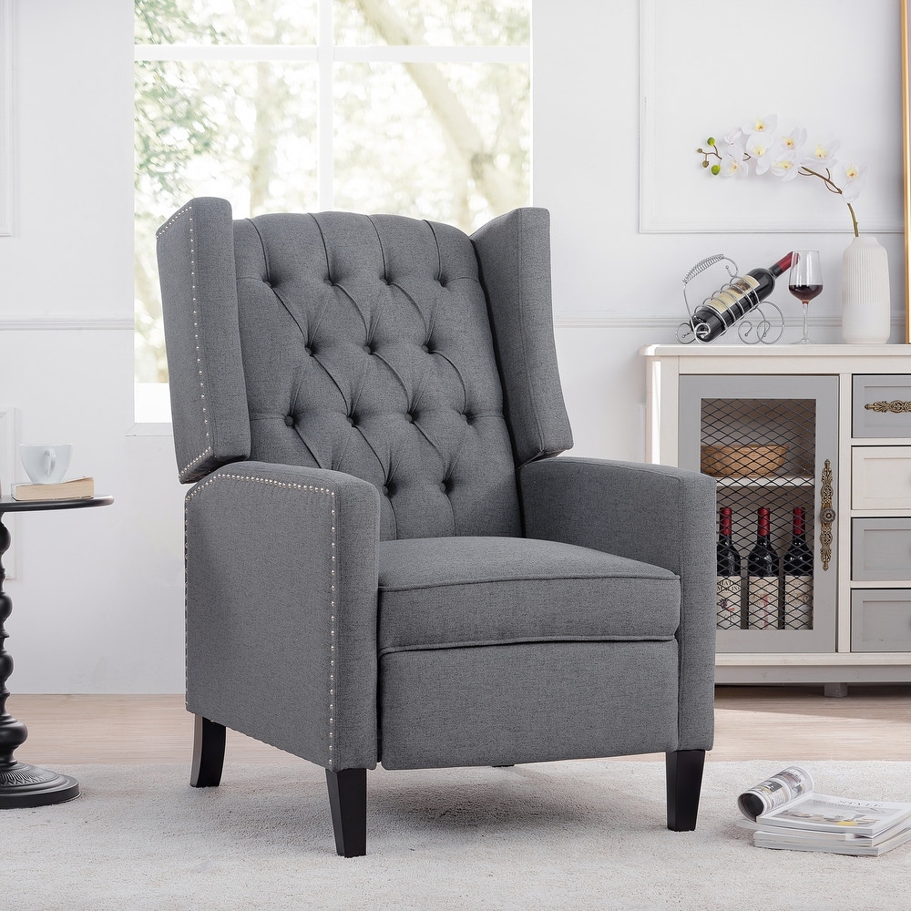 GDFStudio Upholstered Wing Back Push Recliner Chair