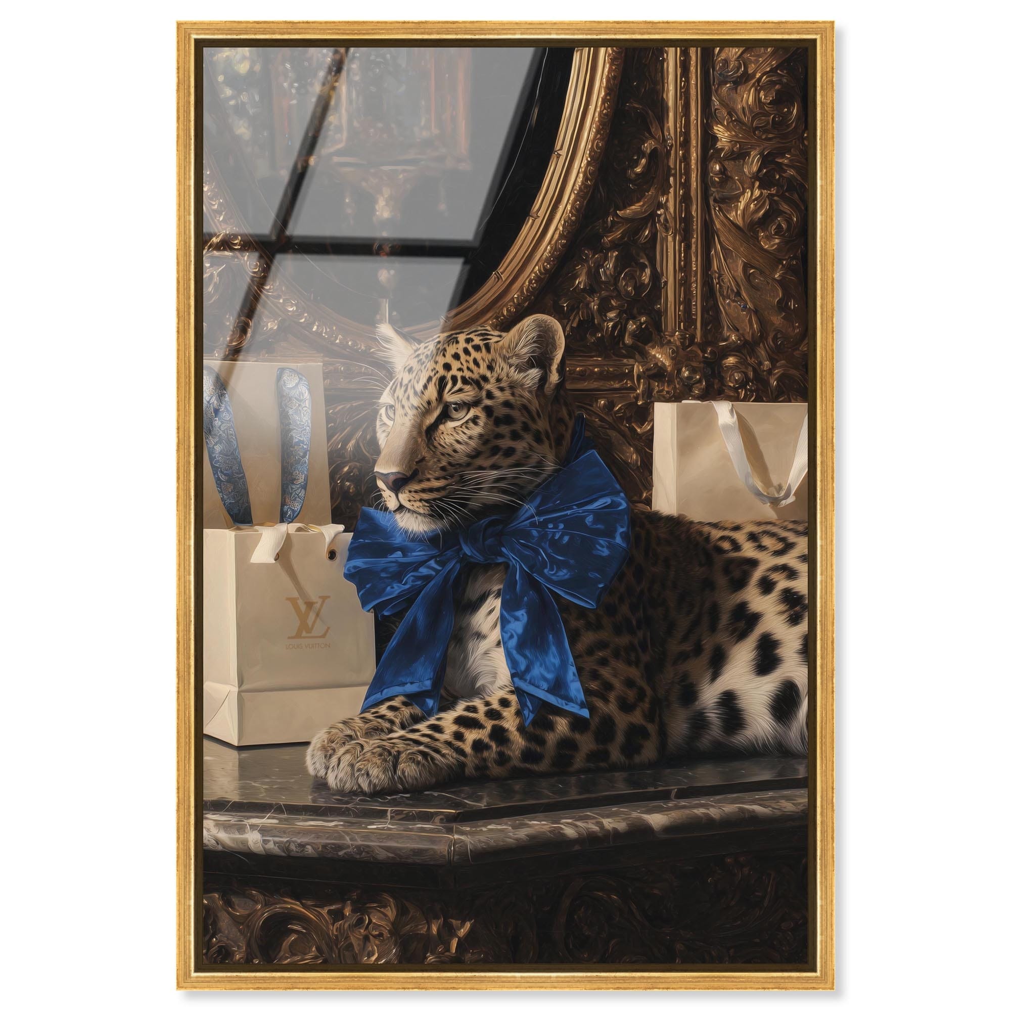 Velvet Bow Leopard Glam Framed Acrylic Wall Art by Art Remedy