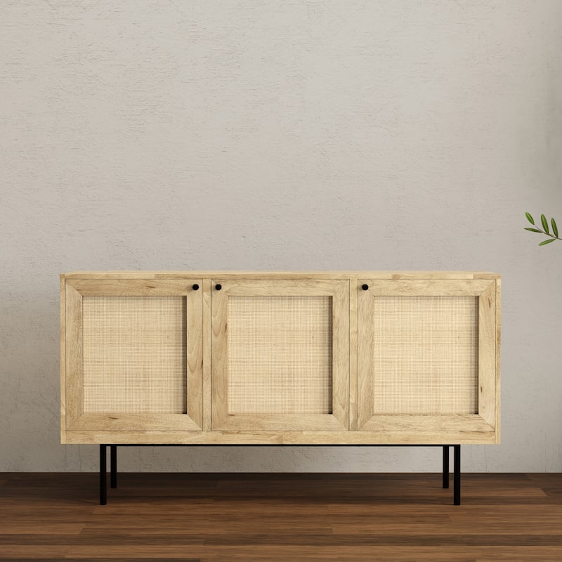 WYNDENHALL Wellspring MANGO WOOD 57 inch Wide Rectangle Modern Sideboard Buffet in Natural - 57 inch Wide - Natural