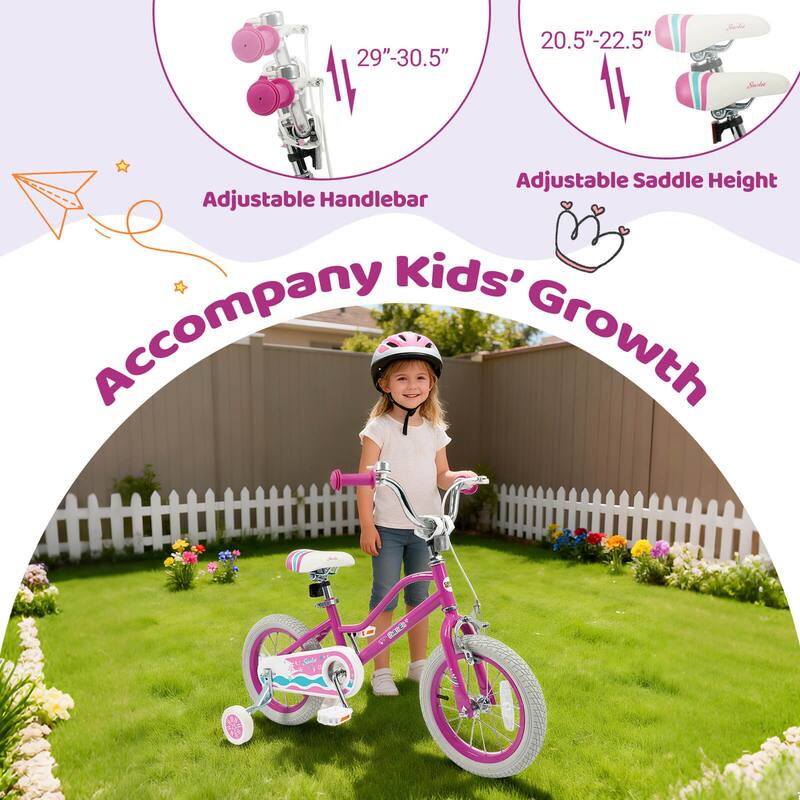 Costway 12”/14”/16”/18” Kids Bicycle with Dual Brake System Adjustable
