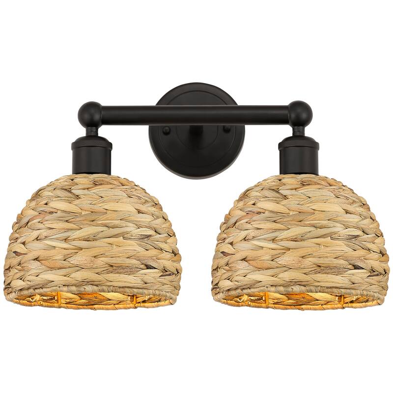 Innovations Lighting Endless Possibilities Edison - Woven Rattan - 2 Light 17" Bath Vanity Light - Oil Rubbed Bronze