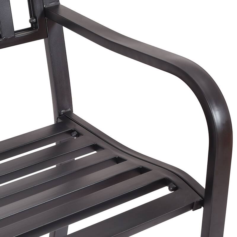Patio Garden Bench Park Yard Loveseats with Cast Iron Frame