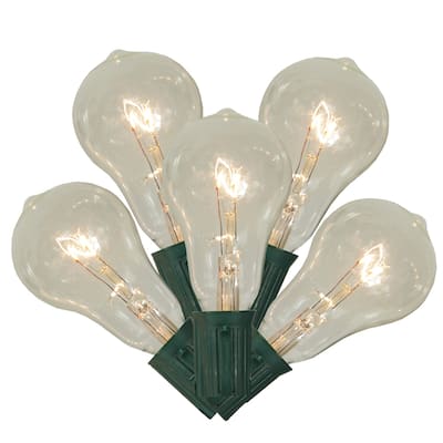 10-Count Clear Transparent PS50 Edison Style Patio Lights 9ft Green Wire - 9'