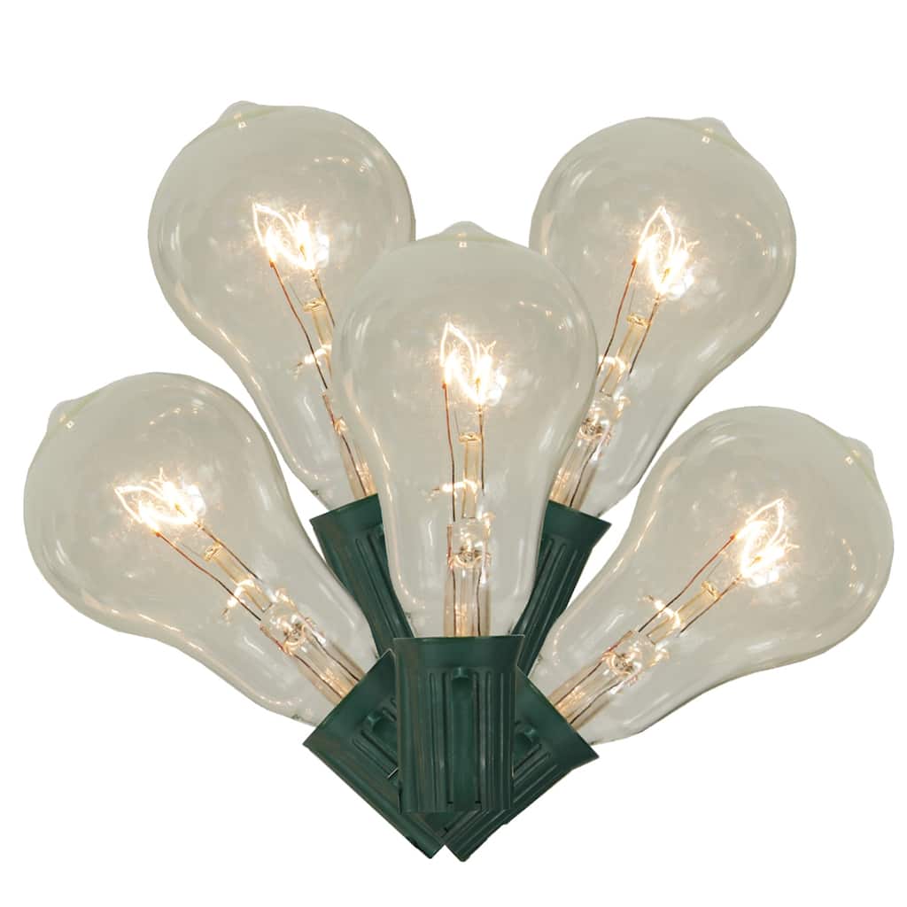 10-Count Clear Transparent PS50 Edison Style Patio Lights 9ft Green Wire - 9'