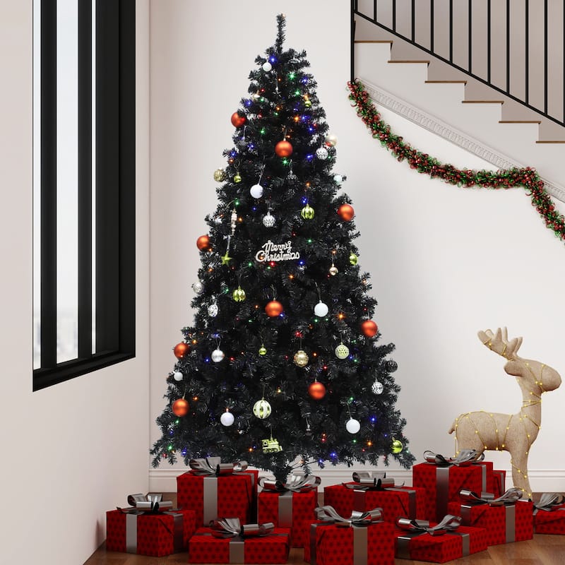 7.5ft Pre-lit Black Christmas Tree with Lights with 1600 Tips & 550 UL Listed Lights