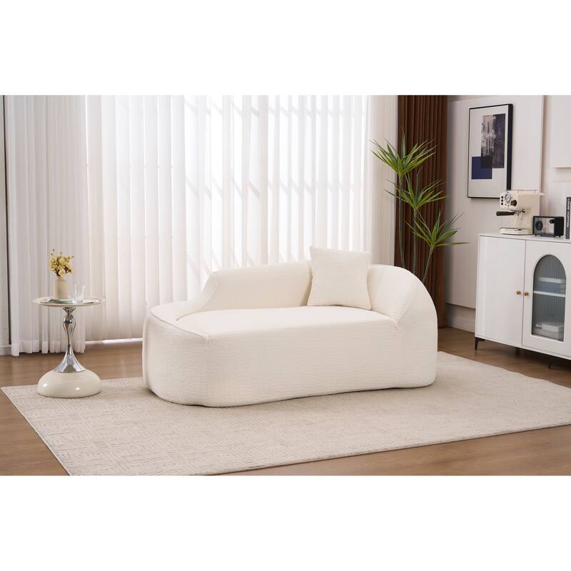 LY-048 Compression Curved Chaise Longue Chair Indoor, Modern Chenille Loveseat Couch