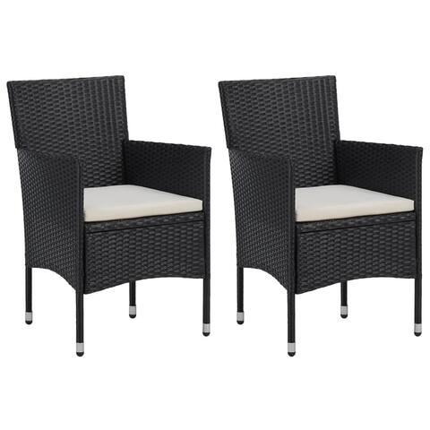 vidaXL Patio Dining Chairs 2pcs Poly Rattan Black
