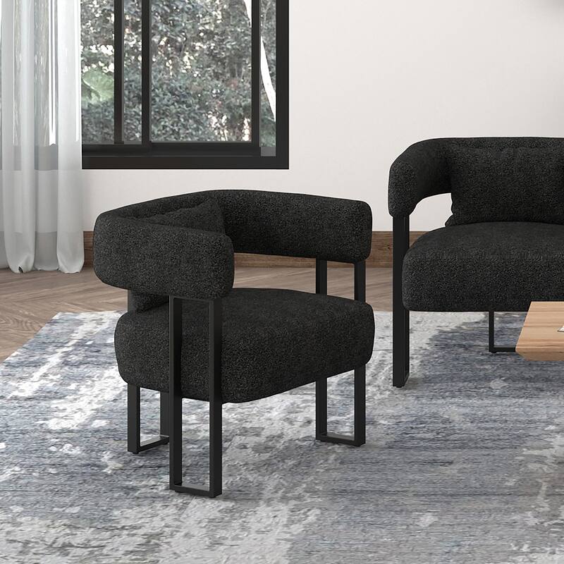 Contemporary Boucle Fabric Accent Chair