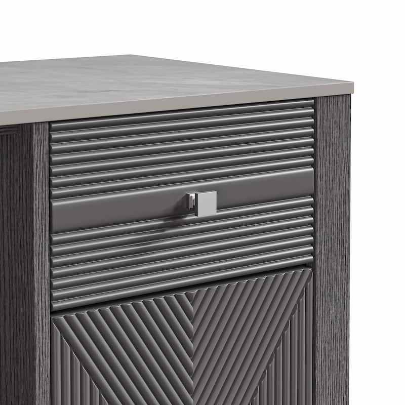 42" Modern Wine Cabinet with Metal Glass Rack and Drawers - 42" in Width