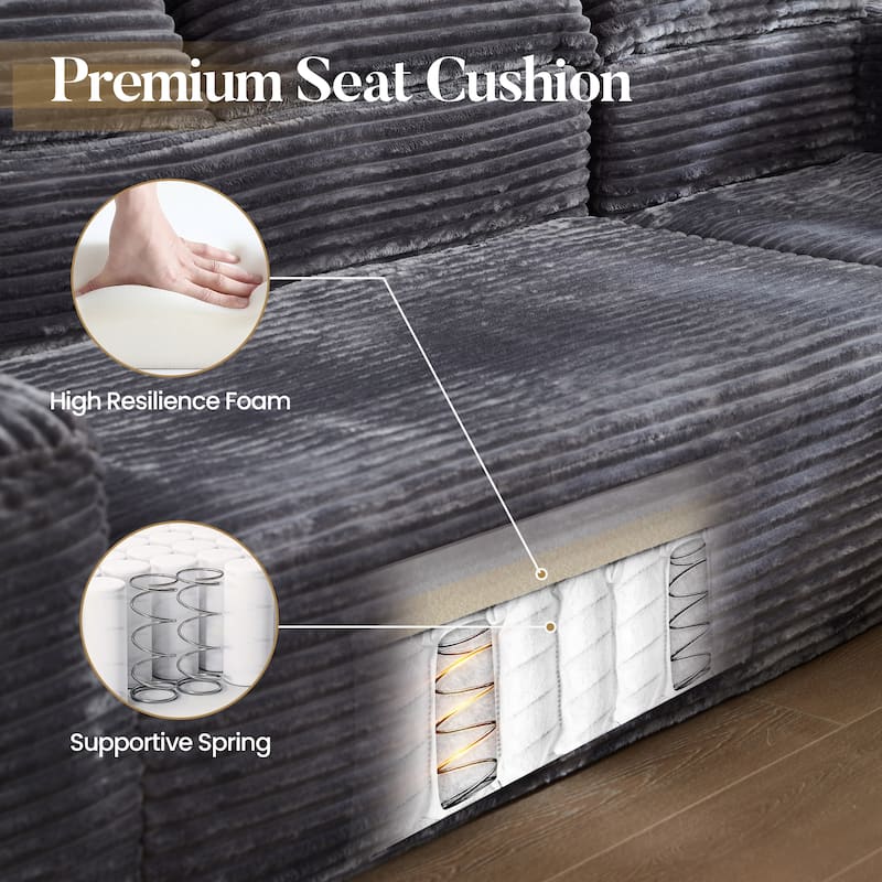 HOOOWOOO Modern Upholstery Chaise Sofa with Pillows for Living Room