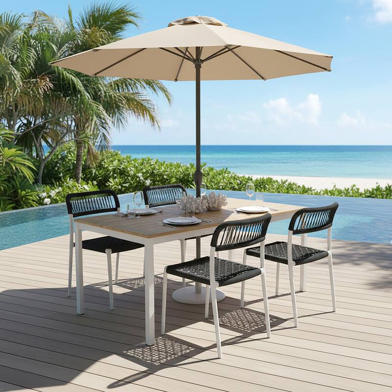 Set of 12 Belen Black Woven Rope Fabric Dining Chair with Plastic Frame