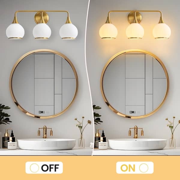 dimension image slide 6 of 18, Modern Vanity Lights Dimmable Bathroom Light Fixtures with Glass Shade