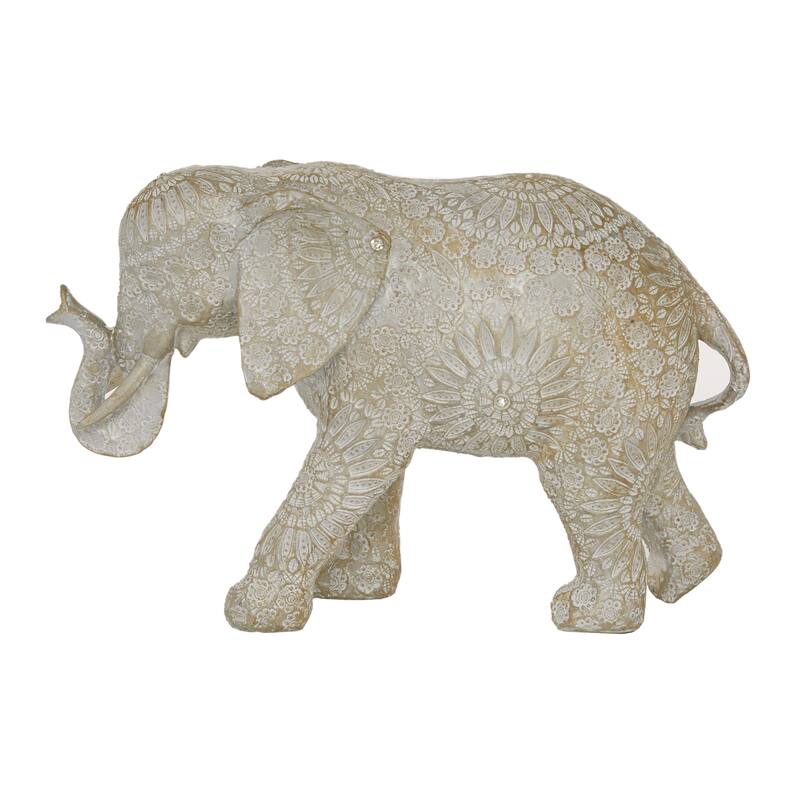 Polystone Elephant Decorative Sculpture - White - Roche River Decor