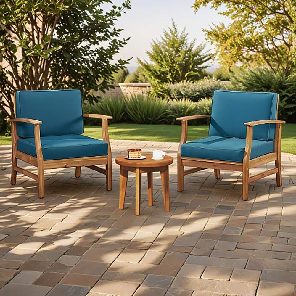 Christopher Knight Home - Malachi Acacia Wood Outdoor 3 Piece Chat Set with Slat Design