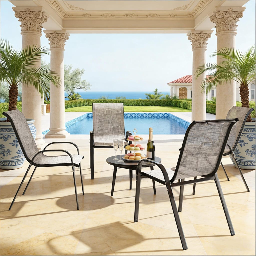 GDFStudio Outdoor Mesh Dining Chairs Set of 4