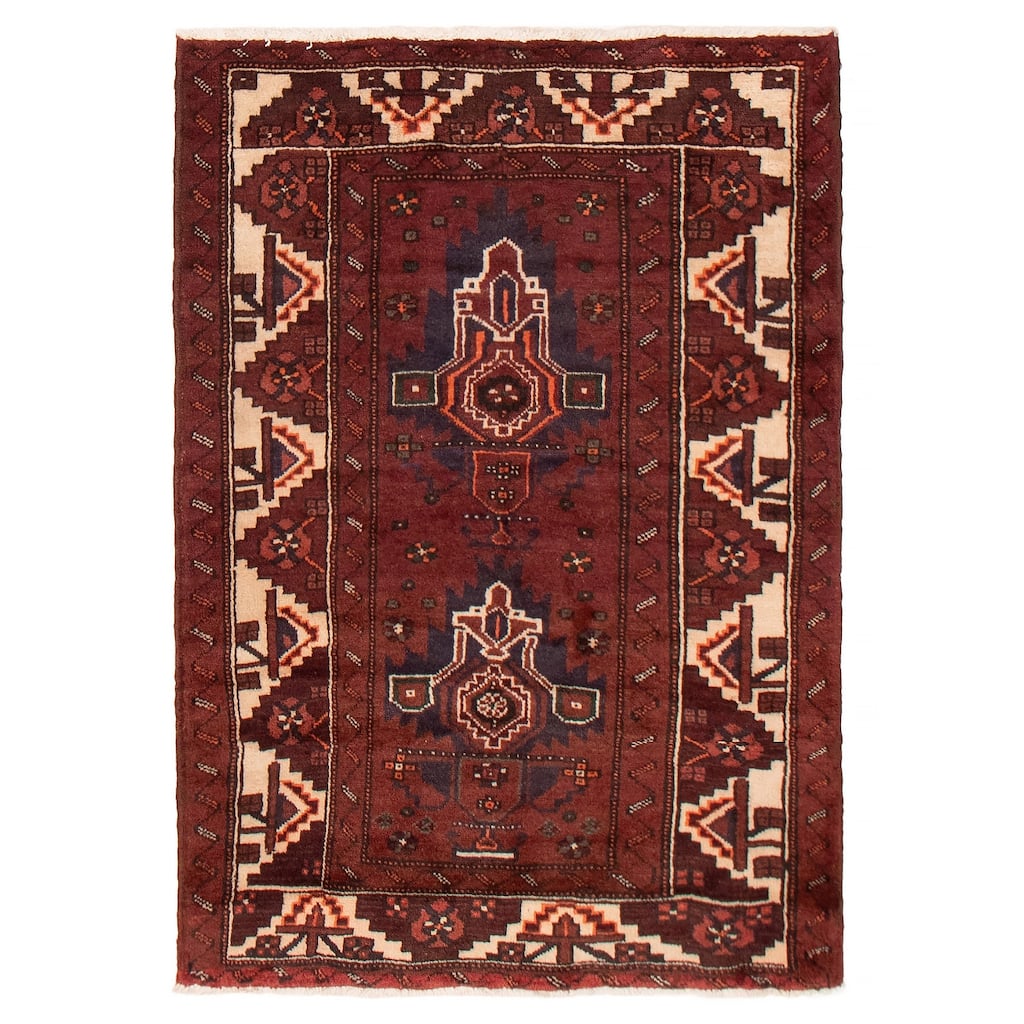 ECARPETGALLERY Hand-knotted Andelz Red Wool Rug - 3'7 x 5'1