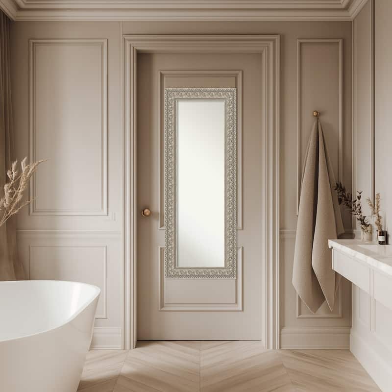 Sydney Non-Beveled Framed Full-Length On the Door Mirror - Sydney Silver - 21 x 55 in