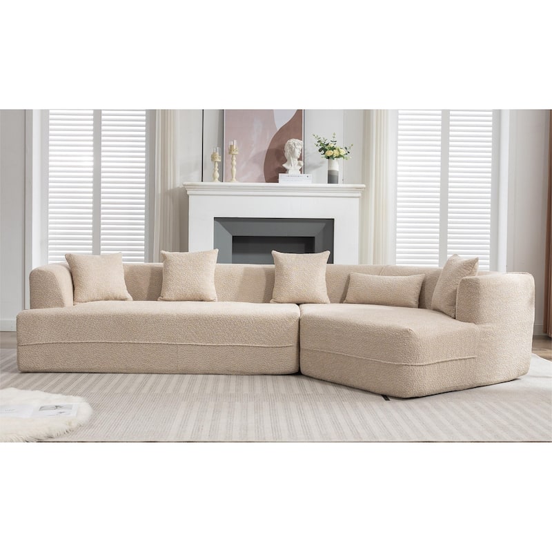 Modular 2-Piece Sleeper Sofa with Crocheted Yarn Fabric, Easy to Move