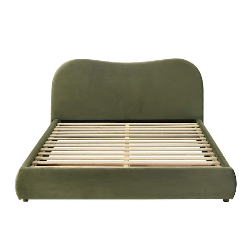 Furniture of America Niric Modern Fabric Upholstered Platform Bed with Storage Footboard