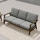 preview thumbnail 85 of 90, Casual Wood Outdoor Patio Sofa Loveseat with Cushion