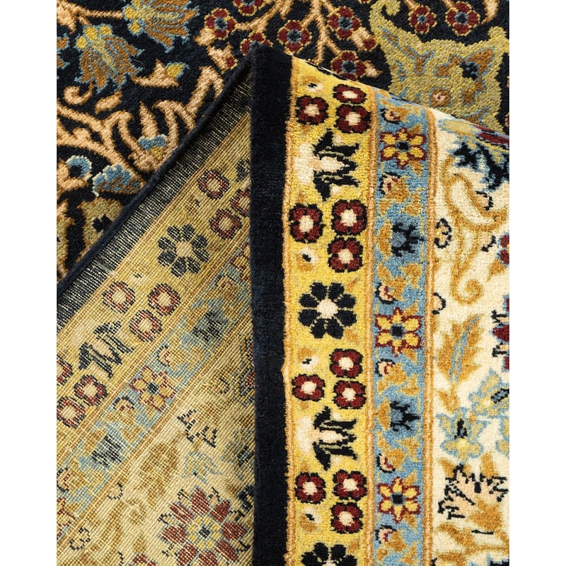 Overton Hand Knotted Wool Traditional Oriental Black Area Rug - 6' x 9'