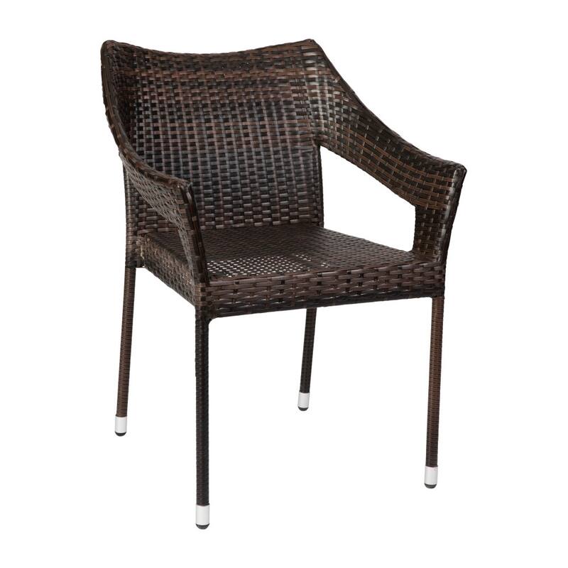 All Weather Commercial Grade PE Rattan Stacking Patio Chairs - 2 Pack