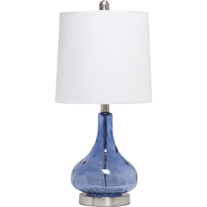 23.25 in. Dark Blue Finish Table Lamp with White Shade, Desk Lamp for Writing and Computer Desks